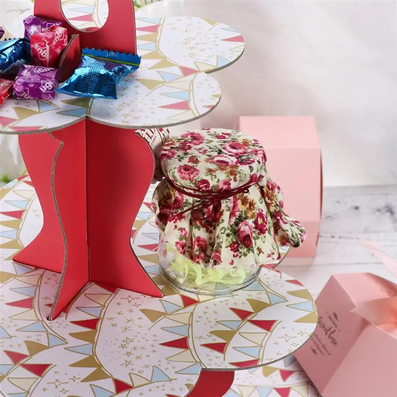 Подставка для десерта, трехслойная, вечерние, подарки, подставка для конфет, сделай сам, съемная бумажная подставка для торта(в форме цветка, с рисунком флага