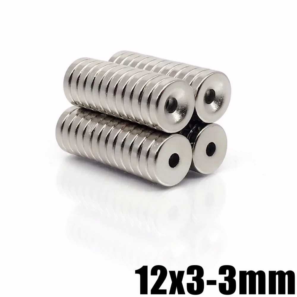 

Magnets 100pcs 12*3 12x3 Strong Ring Countersunk Magnets 12mm x 3mm Hole 3mm Rare Earth Neodymium 12*3-3mm