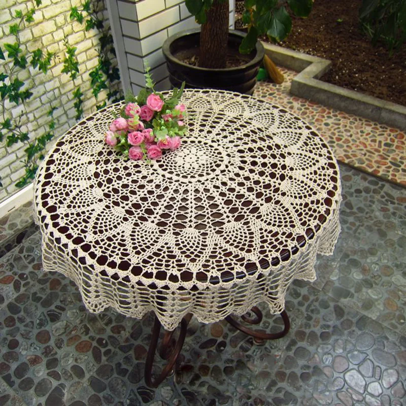 

Handmade Crochet Tablecloth Round Lace Home Dining Room Table Cover