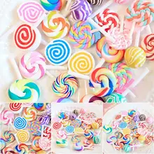 DIY Collage 30pcs Soft Pottery Lollipop Simulation Food Play Material Mixed Charm Resin Beads Mucus Beads