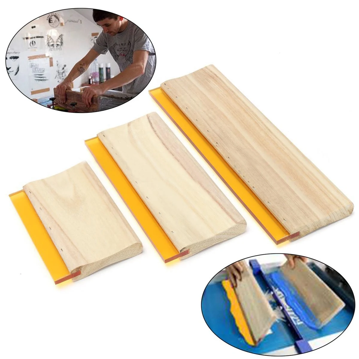 

ELEG-3 Pcs Silk Screen Printing Squeegee Ink Scaper Scratch Board Tools 16cm 24cm 33cm