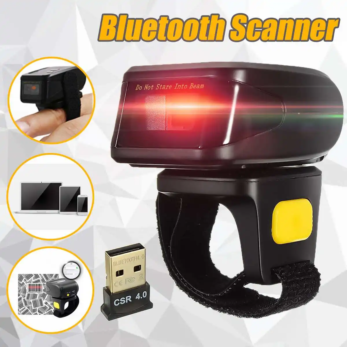 

Handheld Wirelress Barcode Scanner Wearable Ring bluetooth Bar Code Reader for IOS Android Tablets Win PC