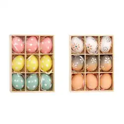 9 шт./кор. пасхальные имитационное яйцо украшения Детские макаронные яйца окрашенные игрушки