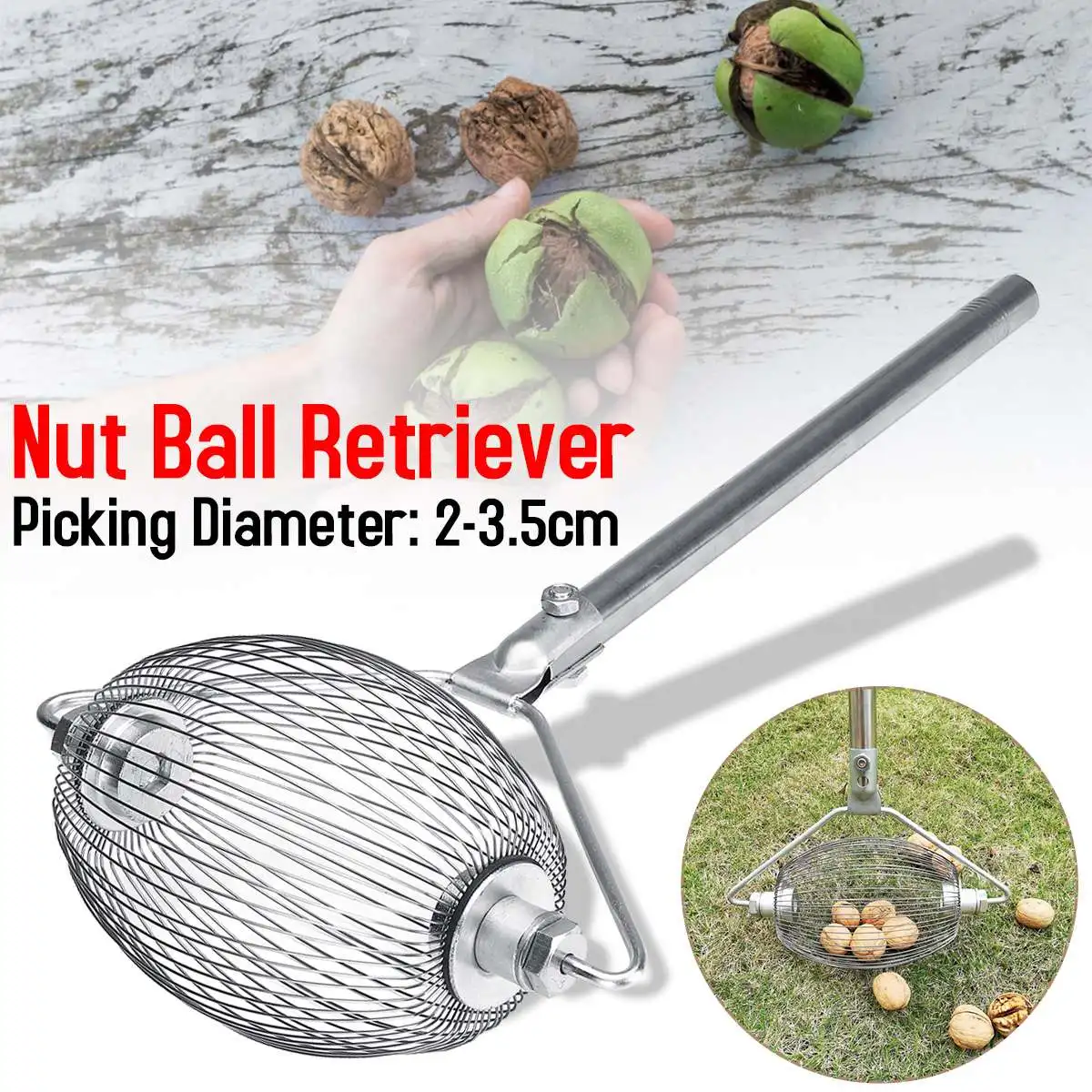 

Diameter Range 2-3.5CM Pick-up Walnuts Pick Up Grabber Shaft Tool Professional Golf Nut Ball Retrieves With Holder Picking