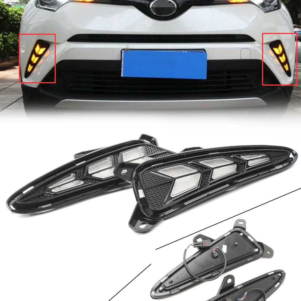 

Car LED DRL Daytime Running Driving Lights Fog Lamp Left+Right 1Pair For Toyota CHR CH-R 2018 2019