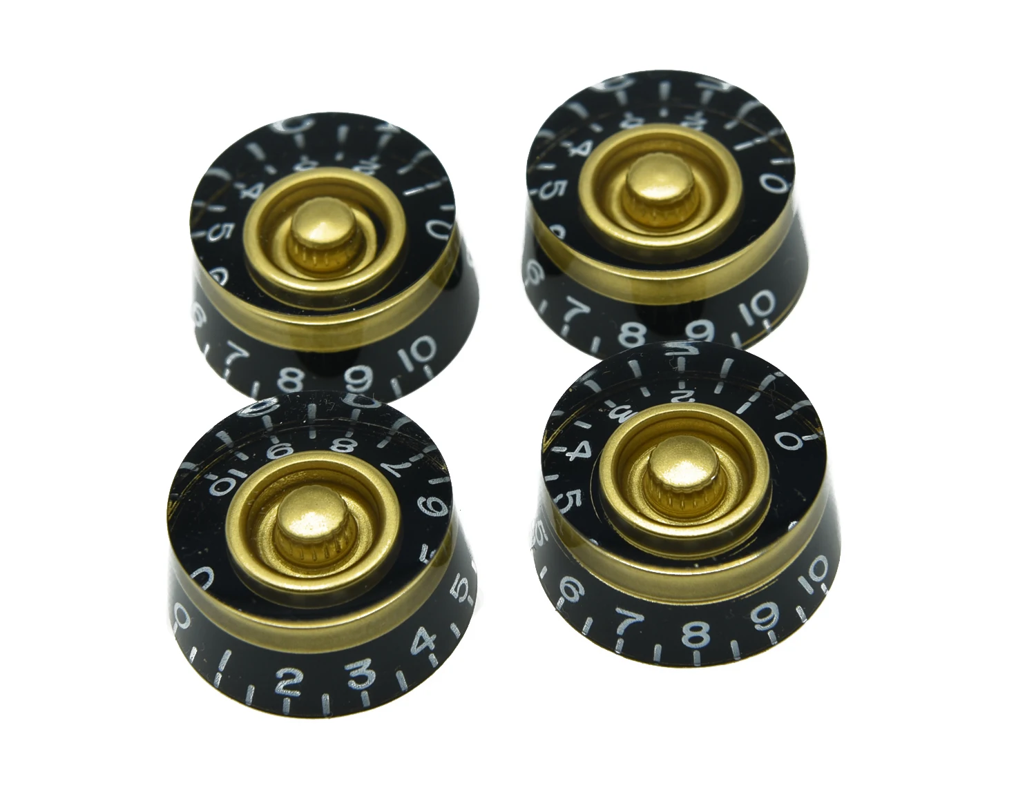 KAISH 4xLP Custom Control Knobs Speed Dial Knobs Black w/ Gold fits For