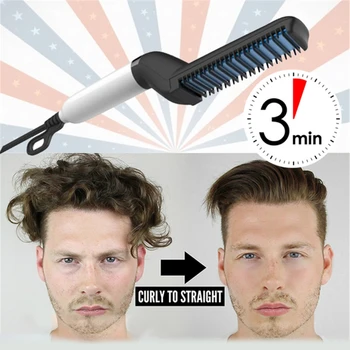

Hair Curling Iron M Styler Men's All In One Ceramic Hair Styling Iron Comb Straightener Curler Set Quick Hair Styler for Men