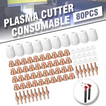

80Pcs PT-31 LG-40 Air Plasma Cutter Cutting Nozzles Electrode Tip Torch Consumable Kits 40A Fit For CUT-40 CUT50