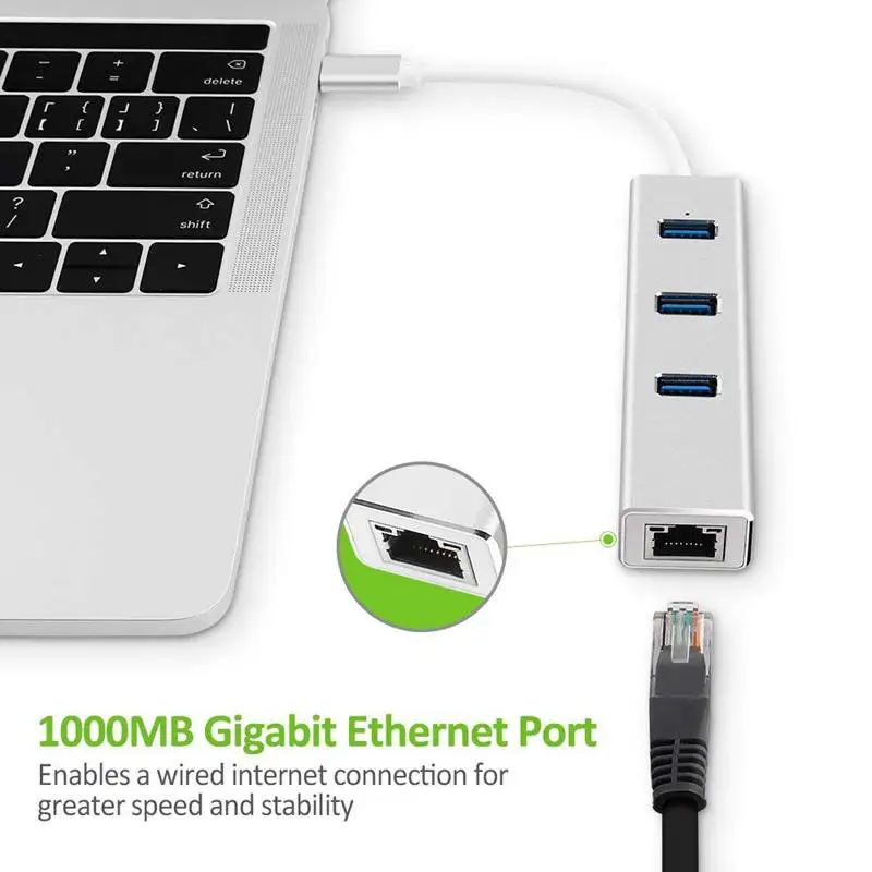 3 Порты и разъёмы USB C 0 Алюминий Портативный центр данных 1000 Мбит/с 1 гигабитный