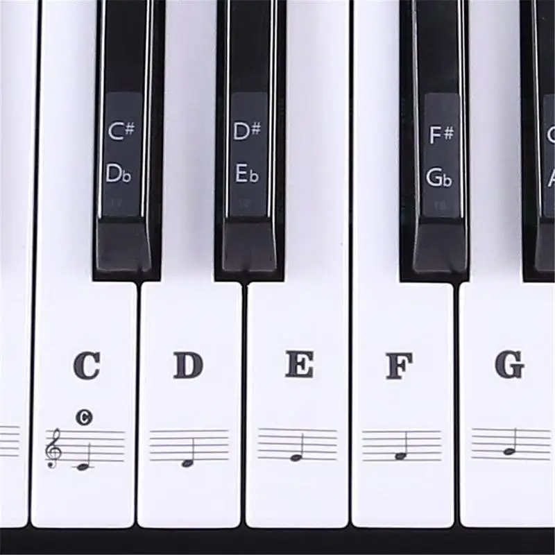 Music Transparent Clear 54 61 88 Keys Electronic Keyboard Key Sticker Piano Stave Note Sticker For White Keys Piano Accessories