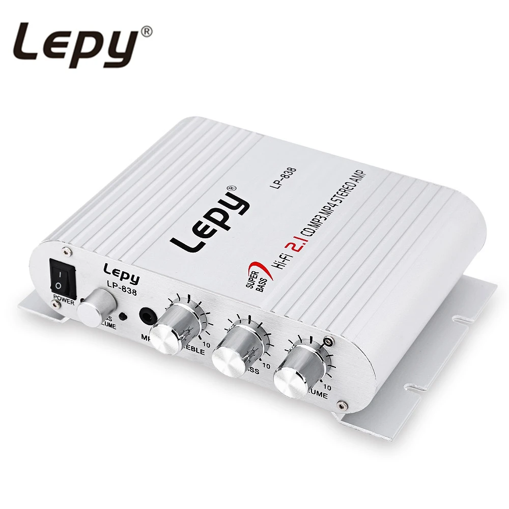 

LP - 838 3 Channel Hi-Fi Mini Car Home Amplifier for MP3 MP4 DVD Auto All-aluminum Mega Bass Stereo Subwoofer Audio Accessory