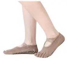 Женские носки для йоги с половинным носком, Нескользящие женские массажные спортивные носки, теплые хлопковые носки для бега