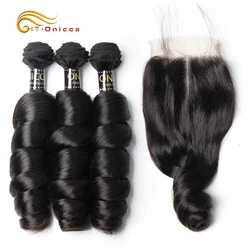 Loose Wave with Closure Brazilian Hair Weave Bundles with Closure 4*4 Lace Closure with Bundles Remy Human Hair Extensions Loose Wave with Closure Brazilian Hair Weave Bundles with Closure 4*4 Lace Closure with Bundles Remy Human Hair Extensions