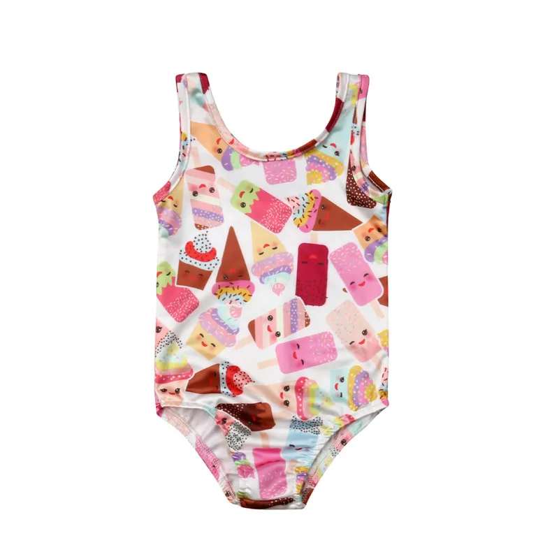 Donut Printing One piece Suits Swimsuit Girl Children Swimwear Kids