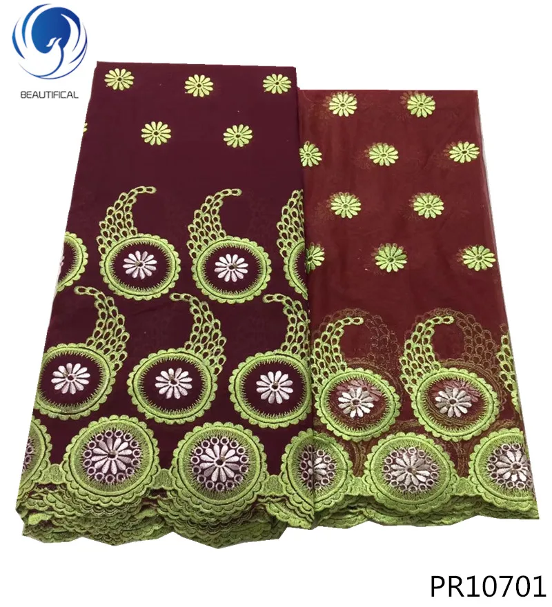 

BEAUTIFICAL Swiss Voile Lace In Switzerland dry lace fabric with beads polyester and cotton lace fabric for women 7yards PR107