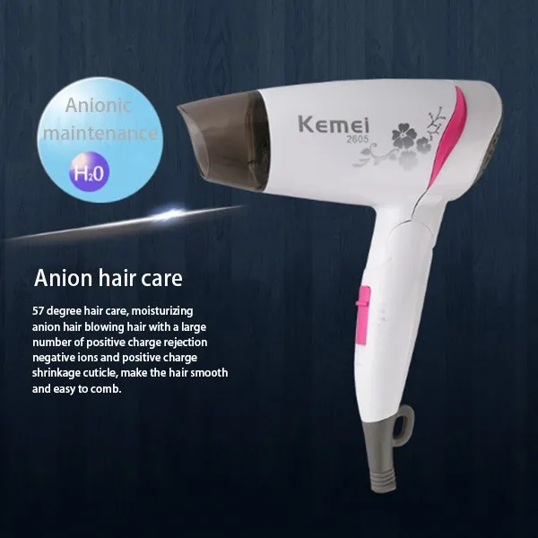 

Kemei KM-2605 small household mini hair dryer White