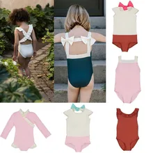 Детская одежда для купания, коллекция года, бренд Canopea, для девочек, с бантом, пляжный Цельный купальник, летняя детская одежда с соединением внахлёст, костюмы