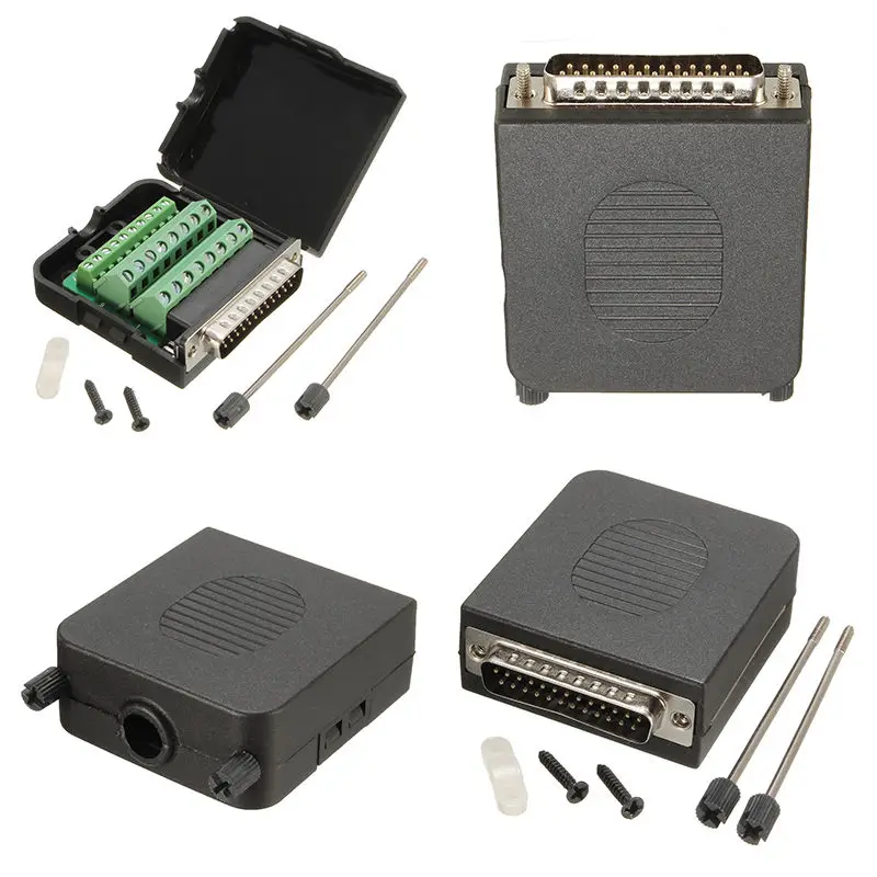 

1pc Male Terminals Screw Cable Plug Cover Connector Joint Module DB25 D-Sub 25 Pin Electrical Welding Solderless Connector