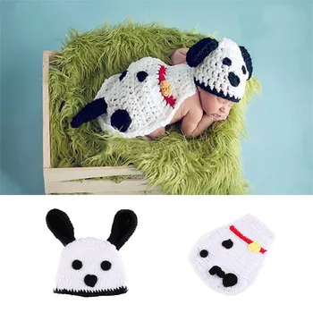 

Moeble Newborn Baby Photography Props Baby Hat Boy Clothes Newborn Crochet White cute puppy cloak clothes Factory Direct Selling