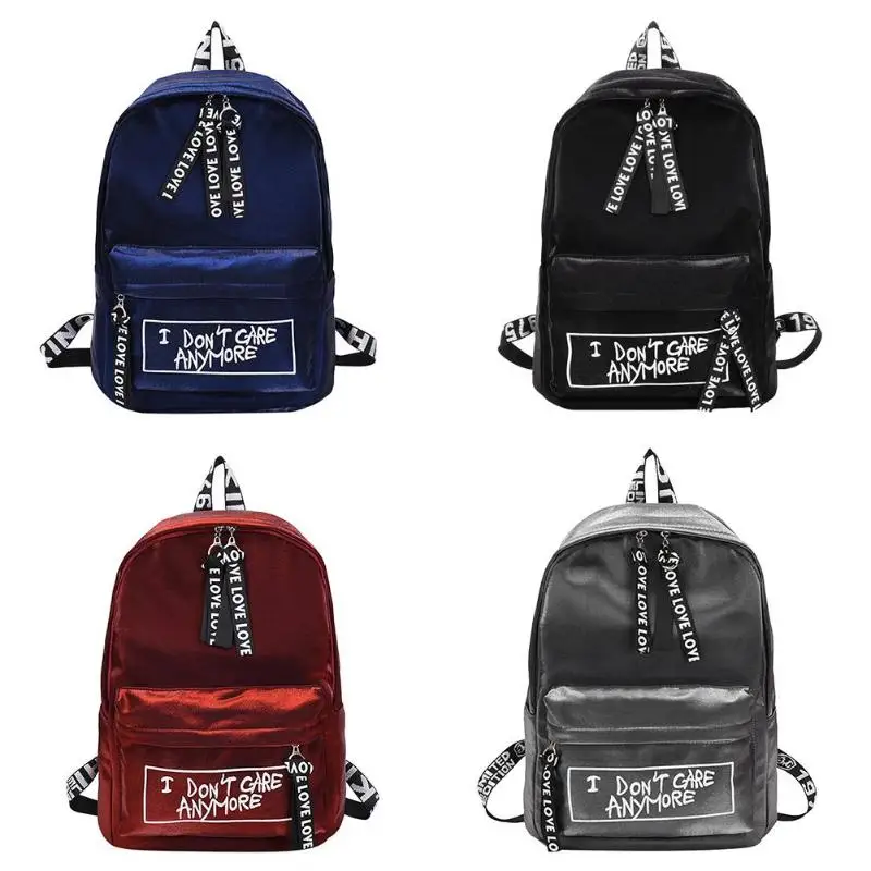 

Women Nylon Backpacks Travel College Letters Printing Girls Shoulder Bags