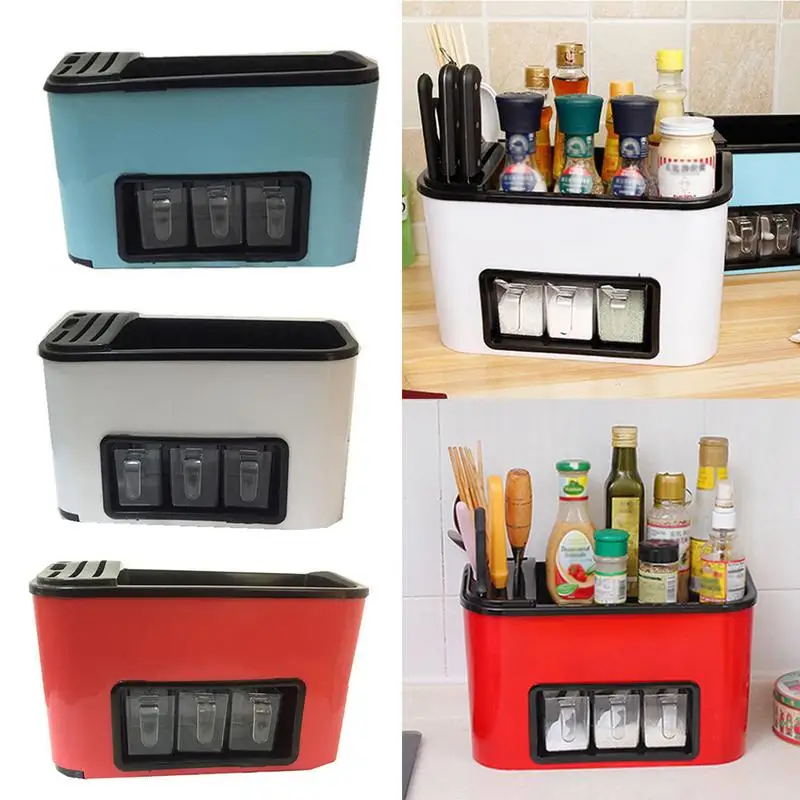 

Storage Box Condiment Kitchen Storage Container Seasoning Storage Rack Kitchen Organizer Tool Holder With Sink Home Supplies