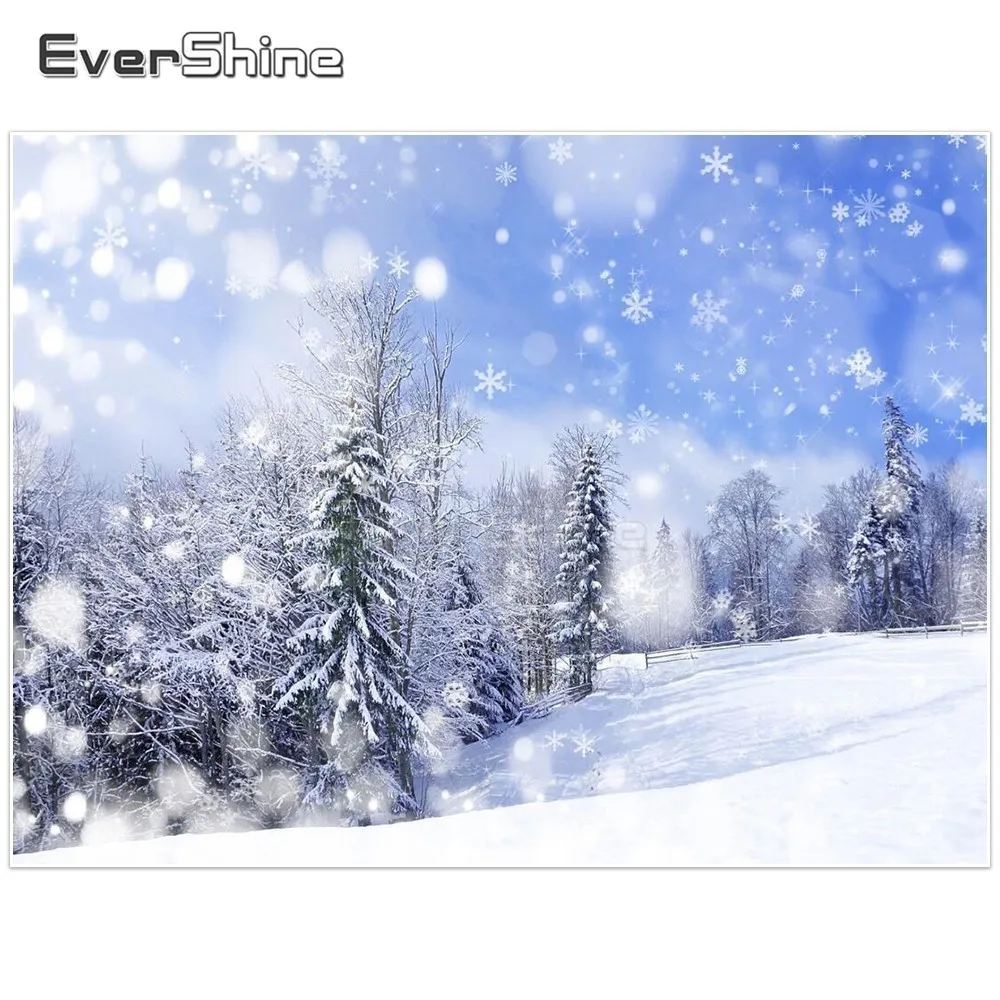 EverShine Diamond Painting Winter DIY Full Square/round Diamond Mosaic Pine Landscape Picture Of Rhinestone Home Decor Snowflake