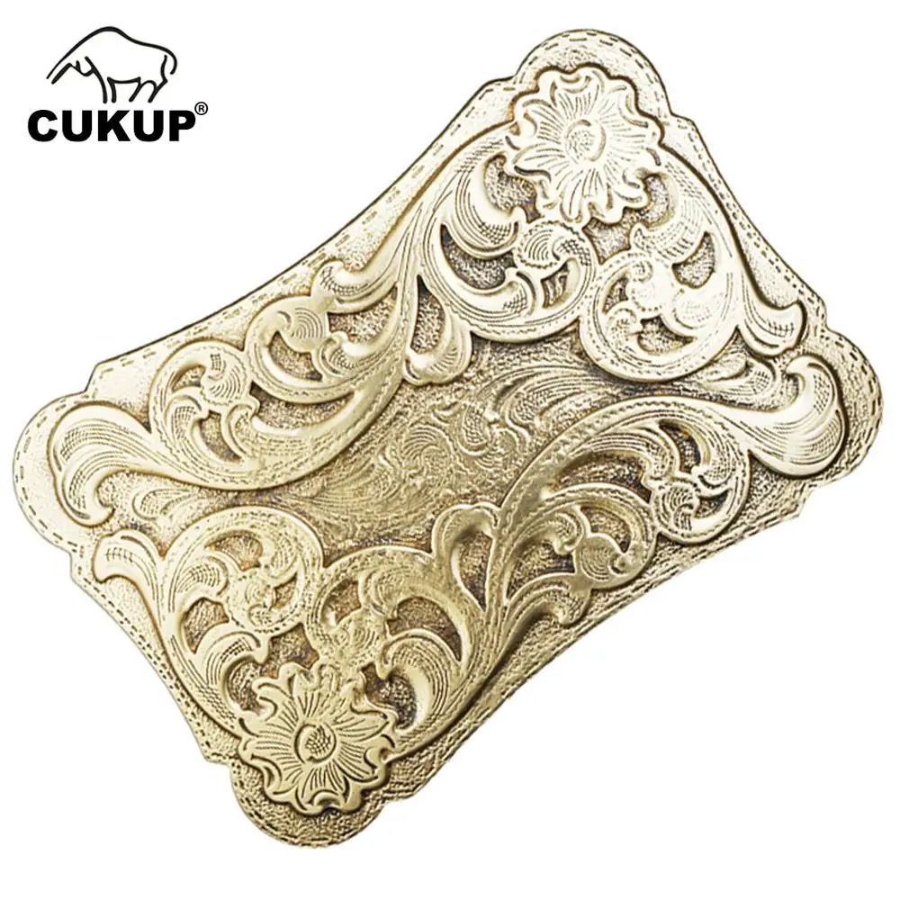 

Фирменные китайские ремни CUKUP с цветочным узором, однотонные Золотистые Латунные Пряжки для ремня, новый дизайн 2018, гладкая Пряжка 3,8 см BRK043