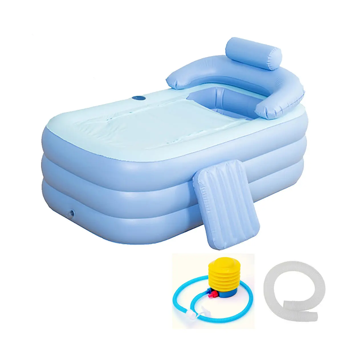 

160 *84* 64cm Blue Large Size PVC Folding Portable Inflatable Bath Bathtub For Adults With Air Pump SPA Household Inflatable Tub
