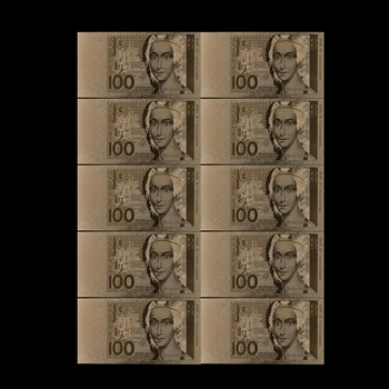 

10pcs/lot Exquisite German Banknotes 100 Mark Gold Foil Banknote In 24K Golden for Collection of Decorative Gifts