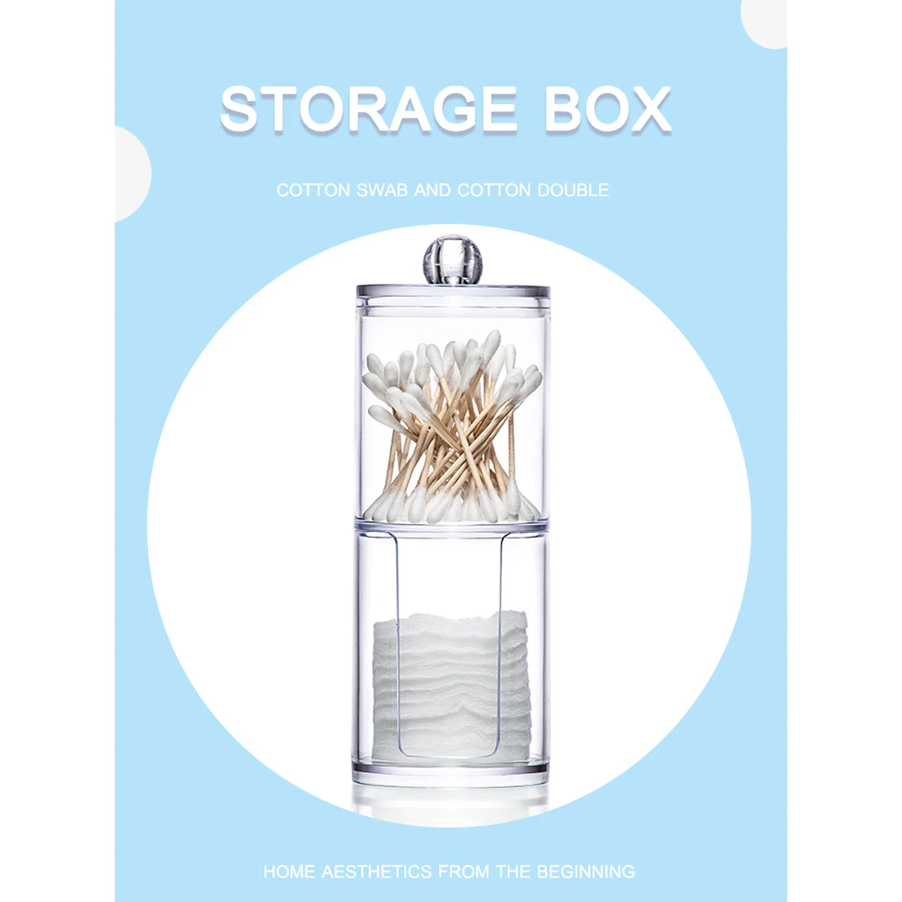 

Acrylic Storage Box Case Two-layer Cotton Pads Container Transparent Makeup Cosmetics Organizer Home Storage Organizer
