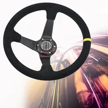 Universal 14" 350mm Suede leather Aluminum Frame Racing Steering Wheel High Quality