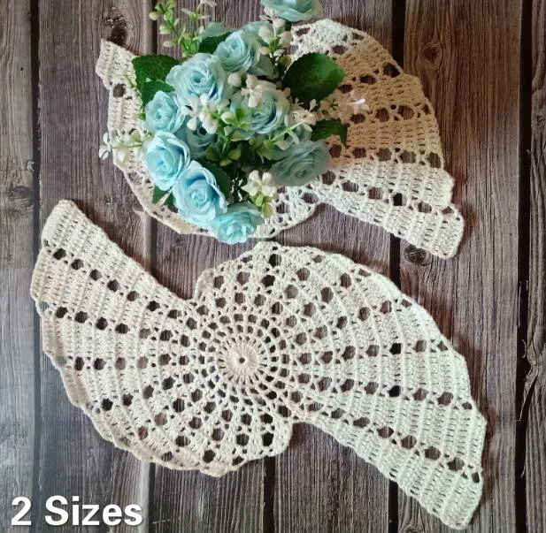 

2 Sizes Cotton Christmas Doily Crochet Individual Placemat Vast Dish Mat Pad Kitchen Coffee Mug Coaster Set Dining Table Decor