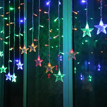 

LED Pentagram Ice Lantern, Star Curtain Lamp, Holiday Decorating Lamp, Christmas Star LED Lamp String
