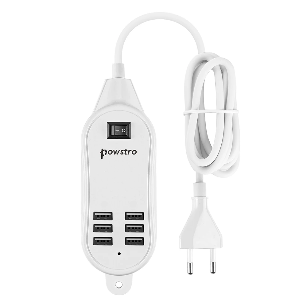 Powstro 6 usb портов телефон зарядное устройство концентратор 25 Вт 5A Настольный ЕС/США настенная розетка зарядка Расширение адаптер питания от сети для iPhone