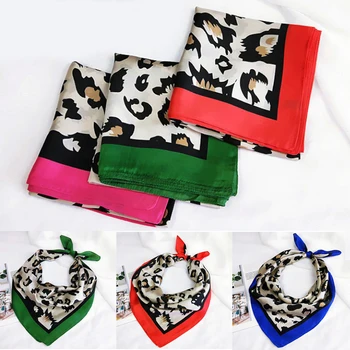 

Comfortable Small Square Leopard Printed Satin Silk Scarf 70x70cm Polyester 1PC Exquesite Sexy Soft Graceful Party Multifunction