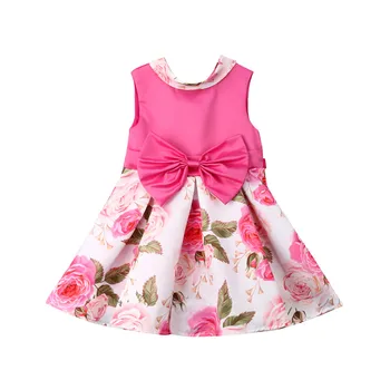 

Pudcoco 2019 Kids Baby Flower Girls Dress Wedding Dresses Photography Princess Bow Rose Summer Sleeveless Girl Clothing Costume