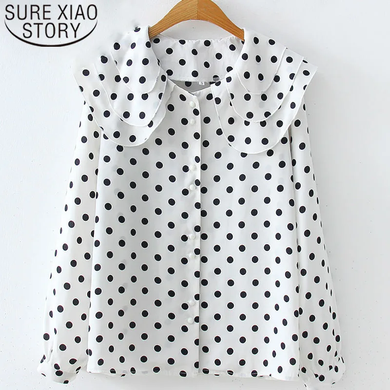 Women blouses 2019 women shirts korean fashion clothing harajuku womens tops blouses Polka Dot  chiffon blouse Full 2788 50