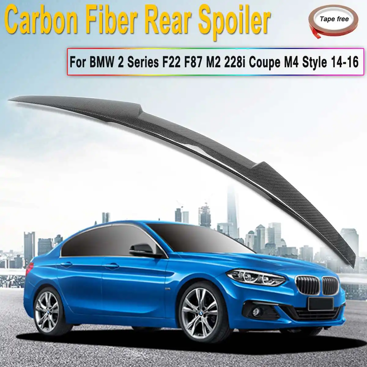 

Carbon Fiber Rear Spoiler Wings Lip for BMW 2 Series F22 F87 M2 228i for Coupe M4 Style 2014-2016