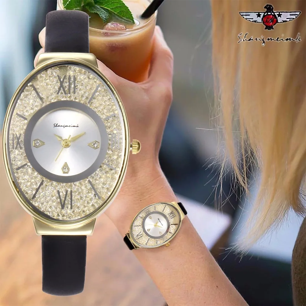 

New Fashion Women Rhinestone Watch Casual Luxury Leather Clock Female Dress Quartz Wrist Watches Relogio Feminino