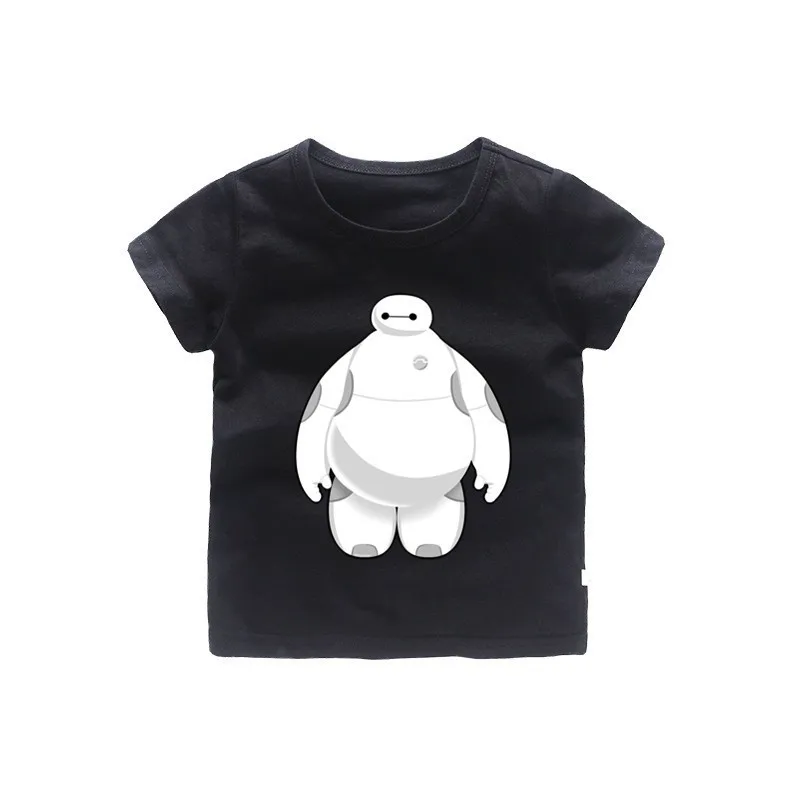 От 2 до 12 лет новая футболка с круглым вырезом для маленьких девочек Baymax хлопковая