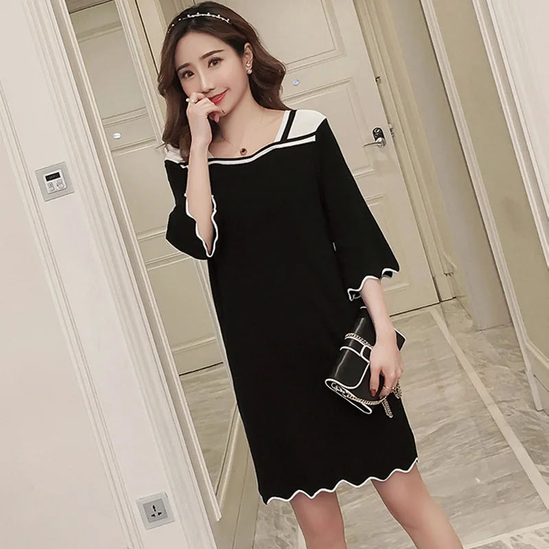

2019 pregnant women summer shoulderless strap lactation knitted dress maternity breastfeeding straight dress nursing lace dress