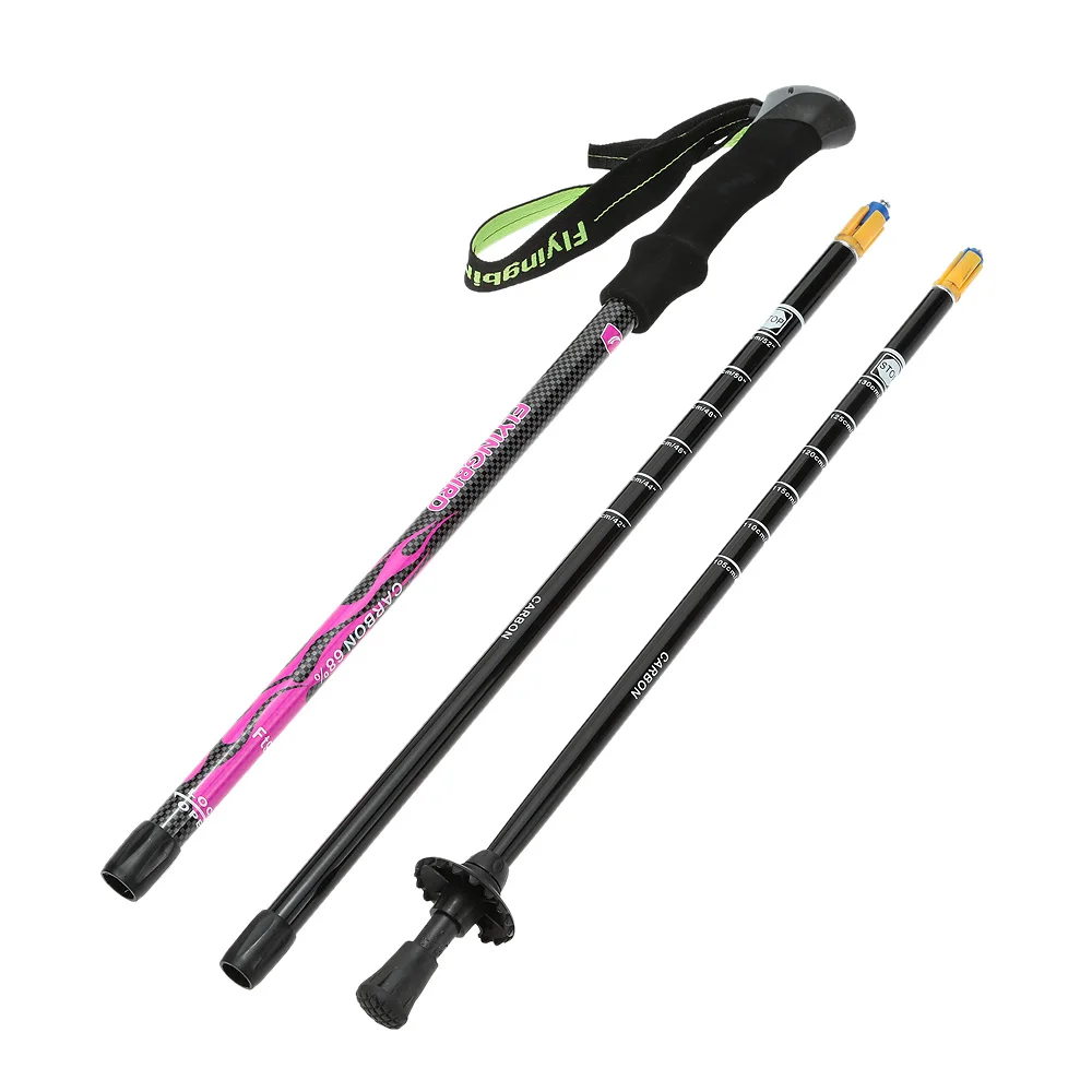 

Carbon Fiber Lightweight Trekking Pole Adjustable Telescopic Hiking Walking Stick 3 Section For Camping Hiking