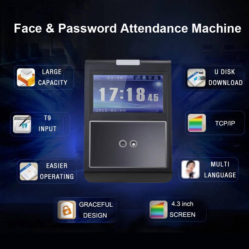 Лицо и машина для регистрации паролей работник проверка в регистратор Facel распознавание часы-Регистратор посещений машина