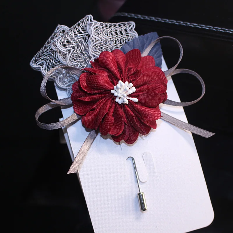 

i-Remiel Cloth Art Flower Lapel Long Needle Brooch Pearl Stick Scarf Shirt Collar Accessories Brooch For Women Fabric Handmade