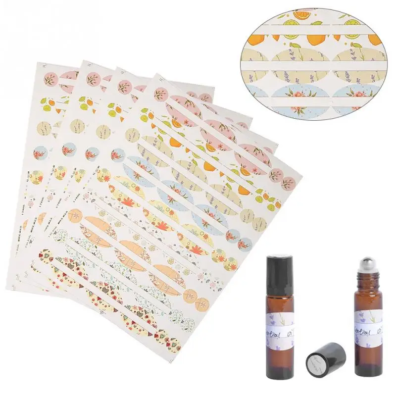 

4 Sheets Empty Papers Sticker For Essential Oil Bottle Sticker Oval-shaped Round Stickers Perfume Bottle Lid Labels Organizer