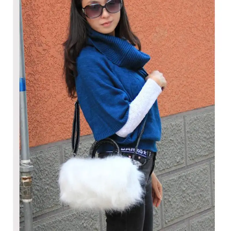 

New Lovely Faux Rabbit Fur bag Small Messenger Bags for Women Crossbody Shoulder Bags Winter bolsa feminina clutch female Bolsas