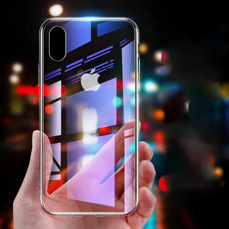 Новый стиль прозрачная задняя крышка из закаленного стекла для iPhone XR Xs Max i6 i7 i8 Plus