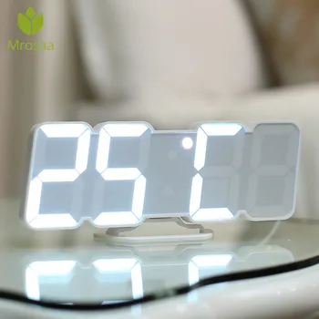 

3D LED Colorful Digital Remote Control Alarm Clock Sound Control Table Clocks Time Temperature Date display Hanging clock