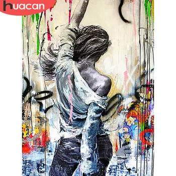 

HUACAN Diamond Mosaic Sale Girls Diamond Painting With Square Stones Portrait Diamond Embroidery Full Display Home Decoration