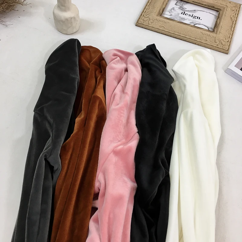 2018 winter women's solid color turtleneck long sleeve thermal T-shirt and velvet thick warm t shirts tops pullover for female